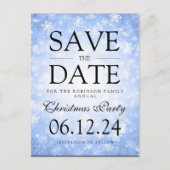 Weihnachts-Party Save the Date Winterblau Ankündigungspostkarte (Vorderseite)