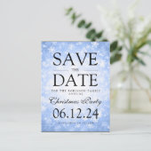 Weihnachts-Party Save the Date Winterblau Ankündigungspostkarte (Stehend Vorderseite)