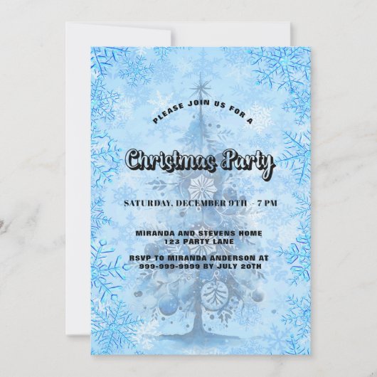 Weihnachts-Party-Schneeflocken Einladung (Vorderseite)