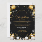 Weihnachts-Party Schneeflocken Glitzern und Snowme Einladung (Vorderseite)