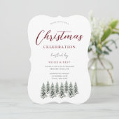 Weihnachts-Party Schneeweihnachtsbaumen Einladung (Stehend Vorderseite)