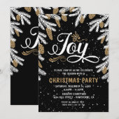 Weihnachts Party schwarz & gold Freude Einladung (Vorne/Hinten)