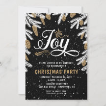 Weihnachts Party schwarz & gold Freude Einladung