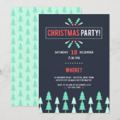 Weihnachts-Party Schwarz mit Bäumen Einladung (Vorne/Hinten)