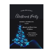 Weihnachts Party Schwarz Moderne Baumeinladung