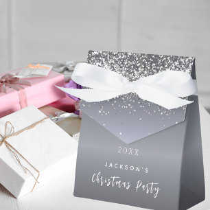Weihnachts-Party Silber Glitzer Glitzern Geschenkschachtel
