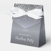 Weihnachts-Party Silber Glitzer Glitzern Geschenkschachtel (Vorderseite)