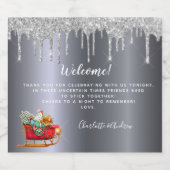 Weihnachts-Party Silber Glitzer Roter Schlitten Em Bierflaschenetikett (Einzelnes Label)