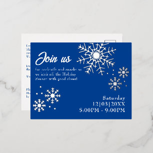 Weihnachts-Party Silver Foil Snowflake Postkarte