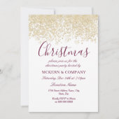 Weihnachts-Party Silver Glitzer Burgund Einladung (Vorderseite)