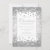 Weihnachts-Party Silver Glitzer Winter Wonder Einladung (Vorderseite)