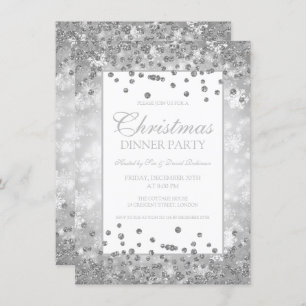 Weihnachts-Party Silver Glitzer Winter Wonder Einladung