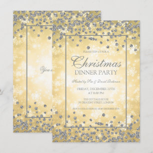 Weihnachts-Party Silver Gold Glitzer Winter Wunder Einladung