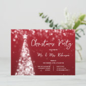 Weihnachts-Party Silver Red Tree Sparkle Light Einladung (Stehend Vorderseite)