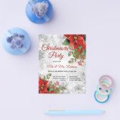 Weihnachts-Party Silver Sparkle Red Poinsettia Flyer (Einzeln)