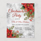 Weihnachts-Party Silver Sparkle Red Poinsettia Flyer (Vorne)