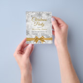 Weihnachts-Party Silver Winter Sparkle Gold Ribbon Flyer (Gruppe)