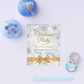 Weihnachts-Party Silver Winter Sparkle Gold Ribbon Flyer (Einzeln)