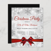 Weihnachts-Party Silver Winter Sparkle Red Ribbon (Vorne/Hinten)
