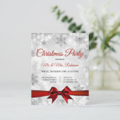 Weihnachts-Party Silver Winter Sparkle Red Ribbon (Stehend Vorderseite)