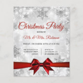Weihnachts-Party Silver Winter Sparkle Red Ribbon (Vorderseite)