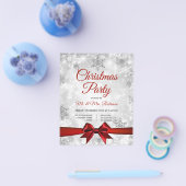 Weihnachts-Party Silver Winter Sparkle Red Ribbon Flyer (Einzeln)