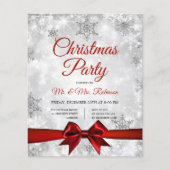 Weihnachts-Party Silver Winter Sparkle Red Ribbon Flyer (Vorne)