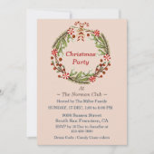 Weihnachts-Party Simple Wreath Candy Canes Einladung (Vorderseite)