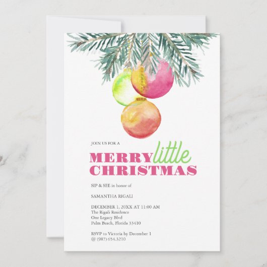 Weihnachts Party Sip and See Einladung (Vorderseite)