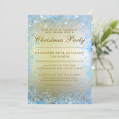 Weihnachts-Party Snowflake Glitzer Sparkle Stars Einladung (Stehend Vorderseite)