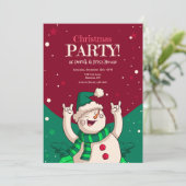Weihnachts-Party Snowman Einladung (Stehend Vorderseite)
