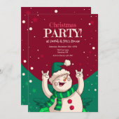 Weihnachts-Party Snowman Einladung (Vorne/Hinten)