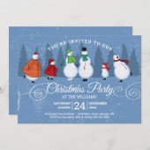 Weihnachts-Party Snowman Skaten Pine Trees Einladung (Vorne/Hinten)