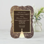 Weihnachts-Party Sparkle Gold Einladung (Stehend Vorderseite)