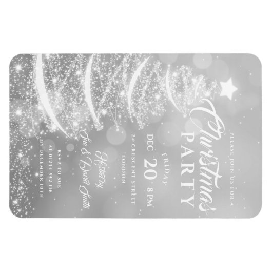 Weihnachts-Party Sparkle Silver Holiday Einladung Magnet (Horizontal)