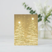 Weihnachts-Party Sparkling Bäume Gold Einladung Postkarte (Stehend Vorderseite)