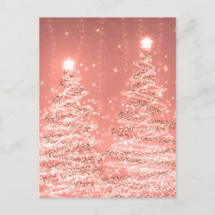 Weihnachts-Party Sparkling Bäume Rose Gold Postkarte