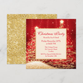 Weihnachts-Party Sparkling Bäume Rot mit Glitzer Einladung