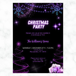 Weihnachts-Party Sparkling Bäume | Snowflakes Star Einladung