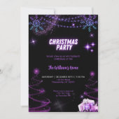 Weihnachts-Party Sparkling Bäume | Snowflakes Star Einladung (Vorderseite)