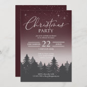 Weihnachts Party Starry Night Scene Red Einladung (Vorne/Hinten)