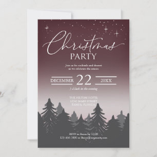 Weihnachts Party Starry Night Scene Red Einladung