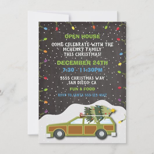 Weihnachts-Party-Station Wagen Open House Einladung (Vorderseite)