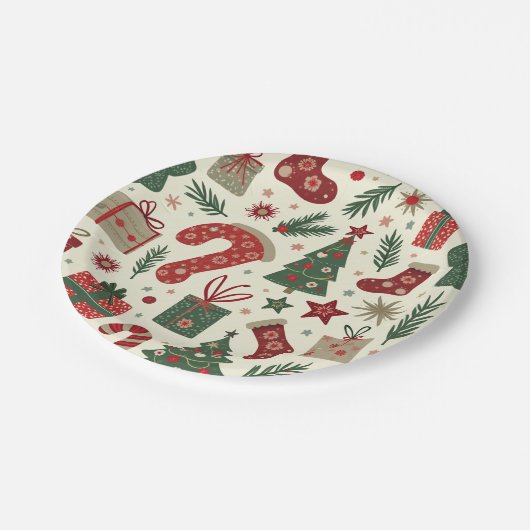 Weihnachts-Party-Teller Pappteller (Schrägansicht)