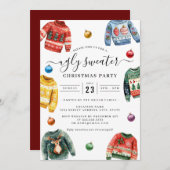 Weihnachts-Party Ugly Sweater Einladung (Vorne/Hinten)
