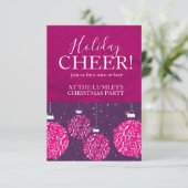 Weihnachts-Party Urlaub baumelrosa Einladungen (Stehend Vorderseite)