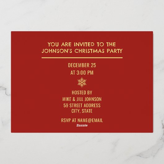 Weihnachts Party Urlaub Snowflake Einladung (Rückseite)