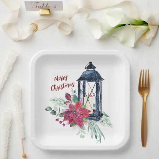 Weihnachts-Party Vintag Lantern Pappteller (Hochzeit)