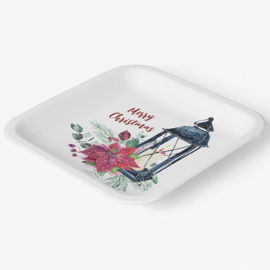 Weihnachts-Party Vintag Lantern Pappteller (Gewinkelt)