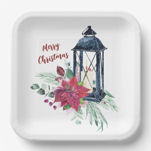Weihnachts-Party Vintag Lantern Pappteller (Vorderseite)